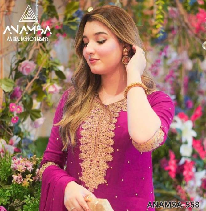 Anamsa 558 Faux Georgette Pakistani Suit Wholesale Price In Surat